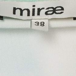 Pre Owned Mirae Green Jersey Tani Lilies Top and Skirt Set M