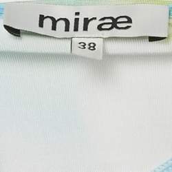 Pre Owned Mirae Green Jersey Tani Lilies Top and Skirt Set M