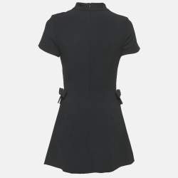 Pre Owned Mirae Black Bow Detail Stretch Crepe Mini Dress S