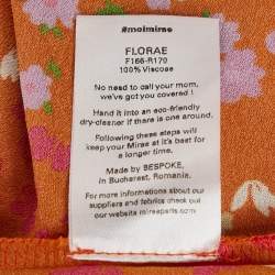 مملوكة مسبقًا Mirae Orange Floral Print Crepe Florae Midi Dress S
