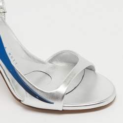 Pre Owned Miren Silver/Blue Leather La Nuit Slingback Sandals Size 36