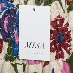 Pre Owned Misa Los Angeles Multicolored Floral Print Linen Tiered Yolanda Midi Dress S