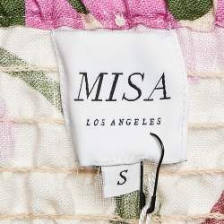 Pre Owned Misa Los Angeles Multicolored Floral Print Linen Tiered Yolanda Midi Dress S