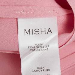 Pre Owned فسستان ميسا كريب وردي بلا أكمام ميدي مقاس صغير