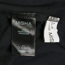 Pre Owned Misha Black Mesh Long Sleeve Cut-Out Maxi Dress S