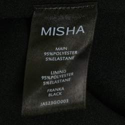 Pre Owned فستان ميشا كريب مطاطي أسود بتصميم رقبة فرانكا ماكسي مقاس صغير جداً