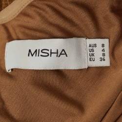 Pre Owned Misha Yellow Jersey Cut-Out Detail Ruched Maxi Dress S