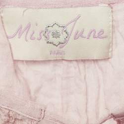 Pre Owned Miss June Pink Crepe Lace Trimmed Short Dress M