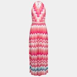 Missoni Mare Pink Patterned Knit Halter Neck Jumpsuit M