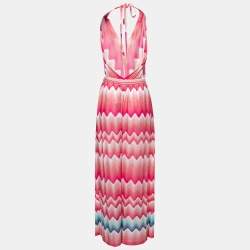 Missoni Mare Pink Patterned Knit Halter Neck Jumpsuit M