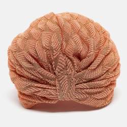 Pre Owned Missoni Light Orange Lurex Knit Turban 