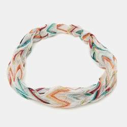 Missoni Mare White Chevron Lurex Knit Headband