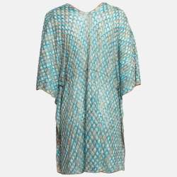 Missoni Mare Blue Patterned Knit Cover-Up Kaftan Dress S