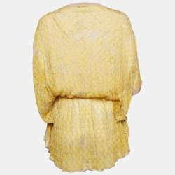 Missoni Mare Yellow Floral Print Knit Cover-Up Mini Dress S