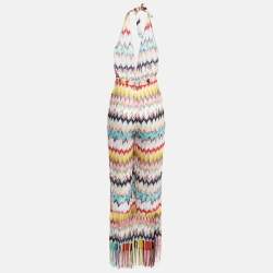 Pre Owned Missoni Mare Multicolor Chevron Knit Halter Neck Jumpsuit Cover-Up Dress M