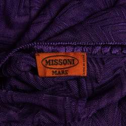 Pre Owned Missoni Mare Purple Chevron Pattern Knit Fringed Maxi Cover Up Dress M