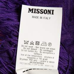 Pre Owned Missoni Mare Purple Chevron Pattern Knit Fringed Maxi Cover Up Dress M