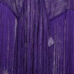 Pre Owned Missoni Mare Purple Chevron Pattern Knit Fringed Maxi Cover Up Dress M