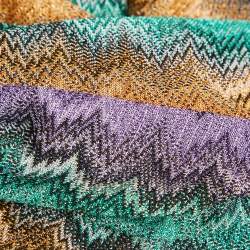 Pre Owned Missoni Mare Multicolor Chevron Pattern Lurex Knit Cover-Up Maxi Dress M