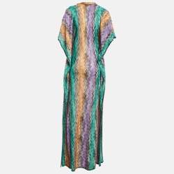 Pre Owned Missoni Mare Multicolor Chevron Pattern Lurex Knit Cover-Up Maxi Dress M