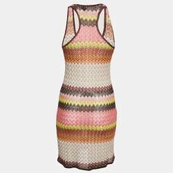 Missoni Mare Multicolor Chevron Lurex Knit Sheer Cover-Up Mini Dress S