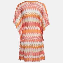 Missoni Mare Orange Chevron Knit Drawstring Cover-Up Kaftan Dress S