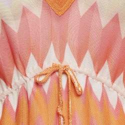 Missoni Mare Orange Chevron Knit Drawstring Cover-Up Kaftan Dress S