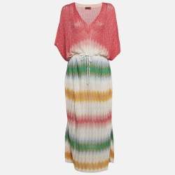 Missoni Mare Multicolor Chevron Lurex Knit Cover-Up Maxi Kaftan Dress S