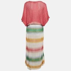 Missoni Mare Multicolor Chevron Lurex Knit Cover-Up Maxi Kaftan Dress S