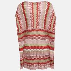 Missoni Mare Pink/Red Pointelle Lurex Knit Cover-Up Mini Dress M
