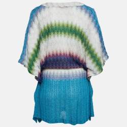 Pre Owned Missoni Mare Blue/Purple Chevron Lurex Knit Cover-Up Mini Kaftan Dress M