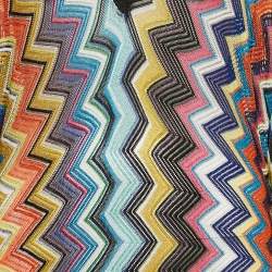 Pre Owned Missoni Mare Multicolor Chevron Lurex Knit Fringed Cover-Up Kaftan Maxi Dress M
