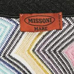 Pre Owned Missoni Mare Multicolor Chevron Lurex Knit Fringed Cover-Up Kaftan Maxi Dress M
