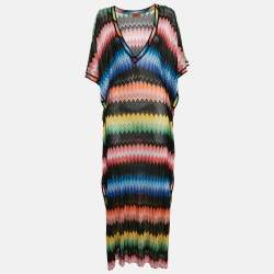 Missoni Mare Multicolor Chevron Knit Cover-Up Maxi Kaftan Dress S