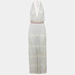 Missoni Mare White Lurex Patterned Knit Halter Neck Jumpsuit S
