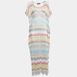 Missoni Mare Multicolor Chevron Knit Cover-Up Maxi Kaftan Dress S