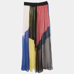 Missoni Mare Multicolor Panel Detail Chiffon Asymmetric Cover-Up Skirt S