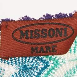 Pre Owned Missoni Mare Multicolor Zig Zag Knit Cover-Up Maxi Kaftan Dress M