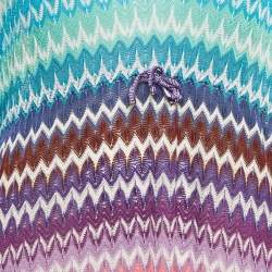 Pre Owned Missoni Mare Multicolor Zig Zag Knit Cover-Up Maxi Kaftan Dress M