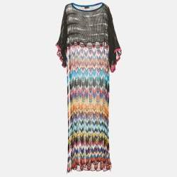 Pre Owned Missoni Mare Multicolor Patterned Knit Fringed Cover-Up Long Dress S