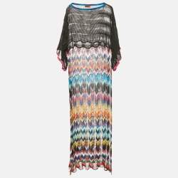 Pre Owned Missoni Mare Multicolor Patterned Knit Fringed Cover-Up Long Dress S