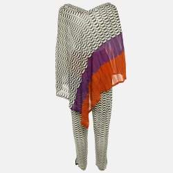 Pre Owned Missoni Mare Multicolor Chevron Knit Sheer Cover Up Poncho & Pants S
