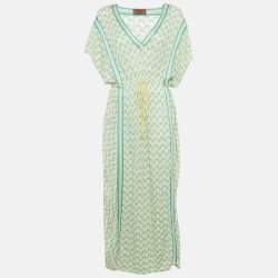 Pre Owned Missoni Mare Yellow /Green Knit Side Slit Detail Maxi Dress S