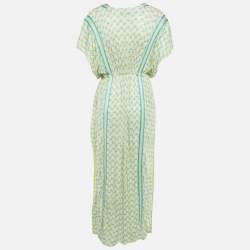 Pre Owned Missoni Mare Yellow /Green Knit Side Slit Detail Maxi Dress S