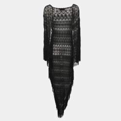 Pre Owned Missoni Mare Black Lace Fringe Long Sleeve Tunic S