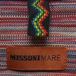 مملوكة مسبقًا Missoni Mare Multicolor Striped Cotton Knit Polo T-Shirt XL