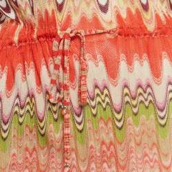 Pre Owned Missoni Mare Multicolor Patterned Knit Tie Detail Side Slit Tunic M