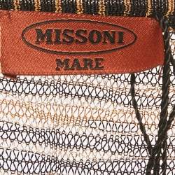 Pre Owned Missoni Mare Brown Lurex Knit Patterned Slit Detail Maxi Dress M