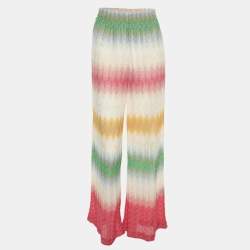 مملوكة مسبقًا Missoni Mare Multicolor Patterned Knit Wide Leg Trousers S