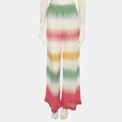 مملوكة مسبقًا Missoni Mare Multicolor Patterned Knit Wide Leg Trousers S